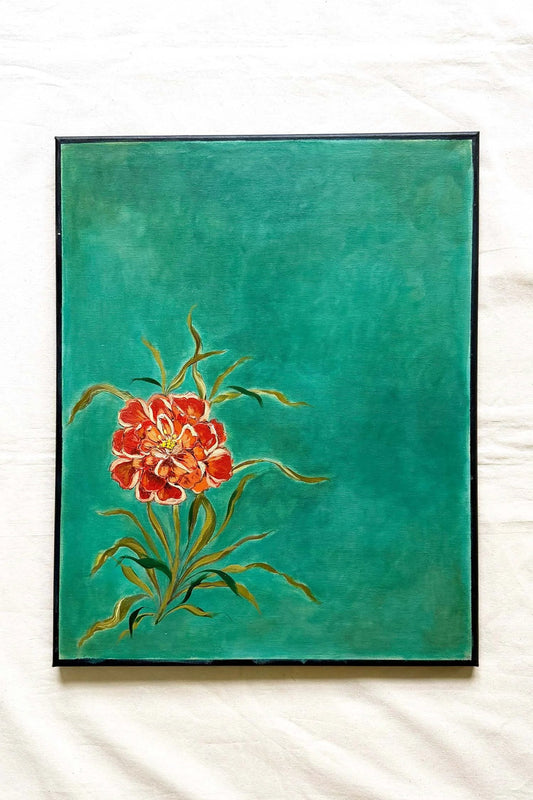 Moody Floral Painting: Inside Verdant Bloom, a Vintage Green Original