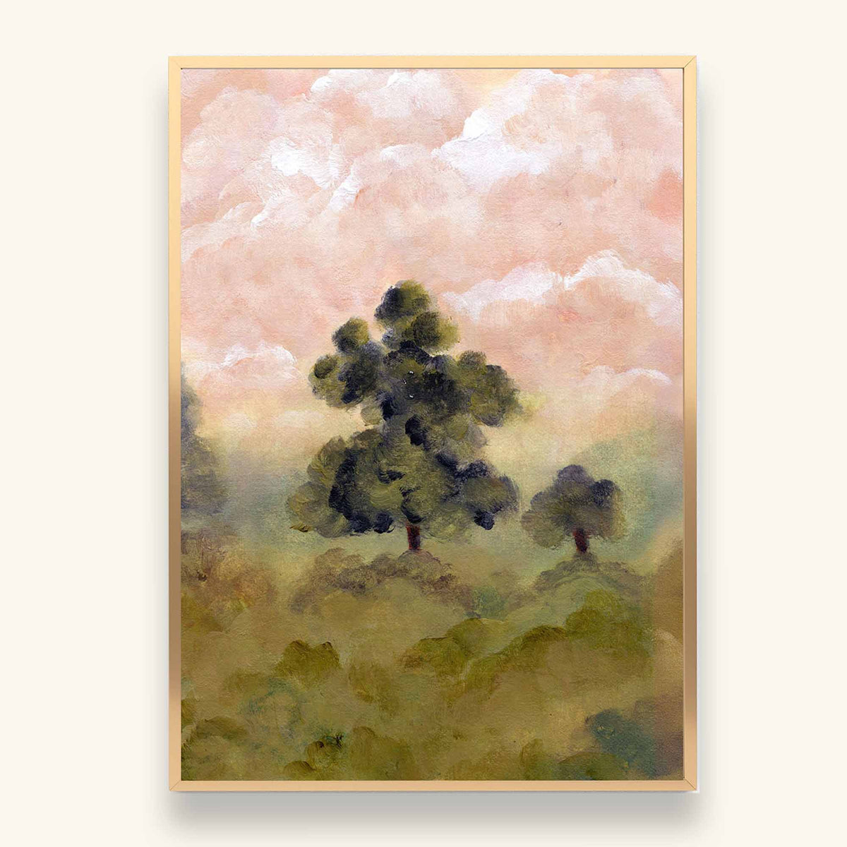 Soothing peach sky vintage fine art print by Ramya Rajiv