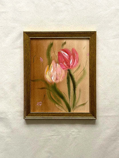 By the Sidewalk - Framed Original Tulip (8x10)