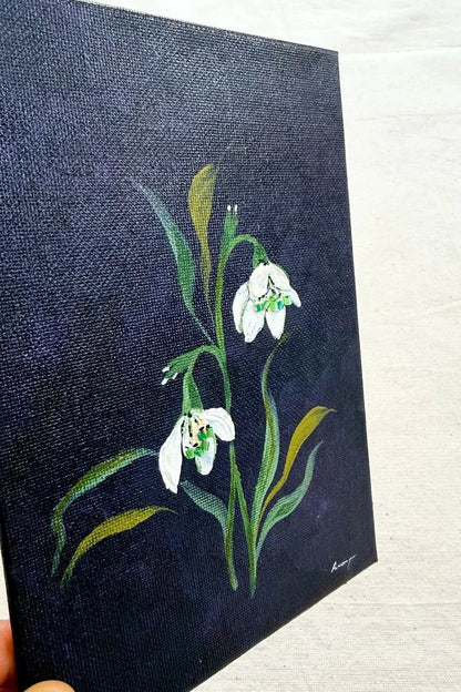 Snowdrop - Framed Original January Floral (5x7)