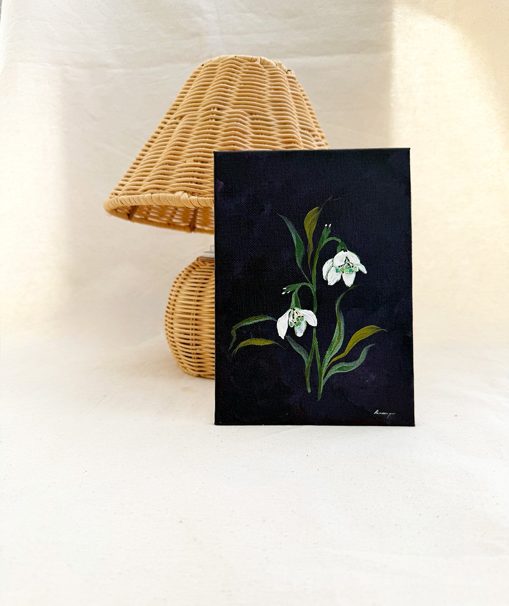 Snowdrop - Framed Original January Floral (5x7)