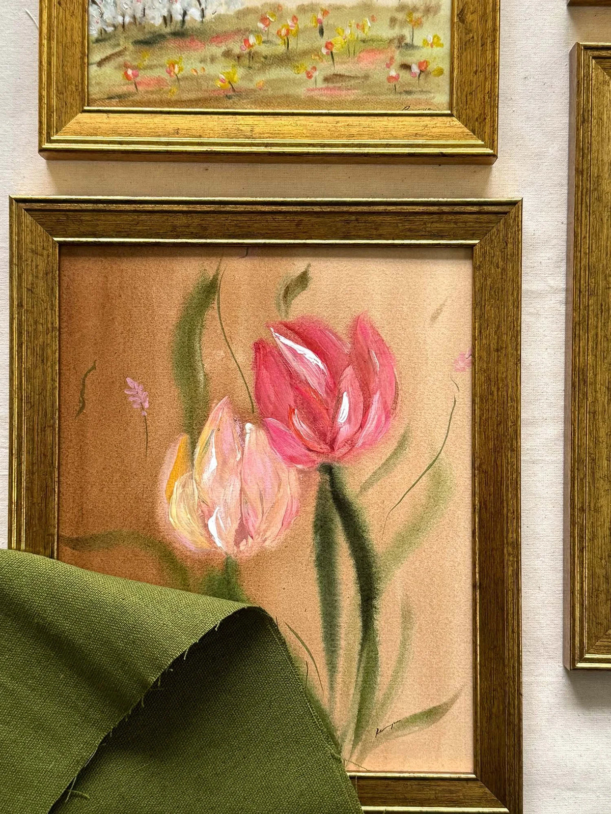 By the Sidewalk - Framed Original Tulip (8x10)
